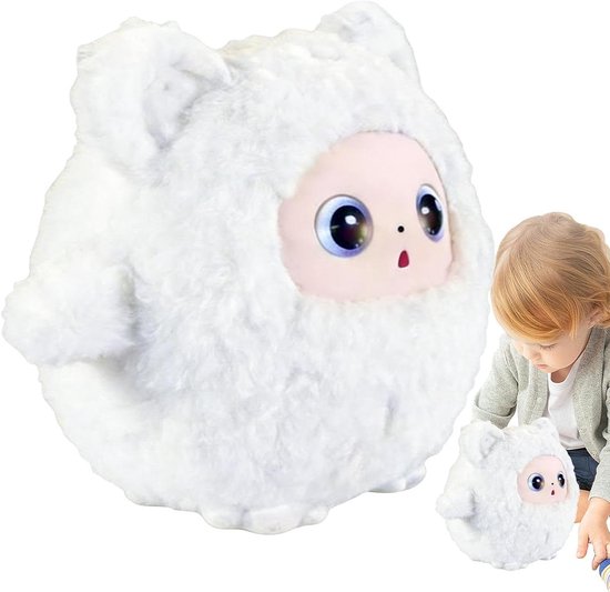 Pluche Dier - Interactieve Pop - Taal Leren - Meertalige Gesprekken - 27 x 25 x 16 cm - Wit