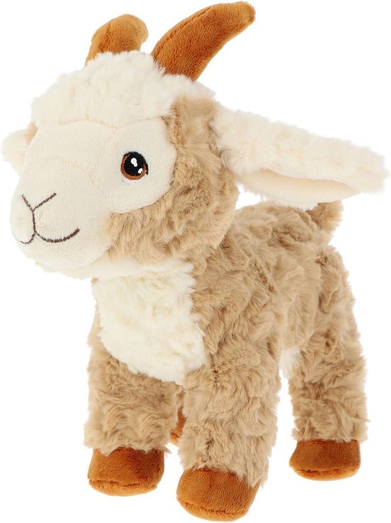 Pluche Dier - Knuffel Geit - Boerderij Avontuur - 100% Gerecycled Materiaal - 20 cm - Bruin