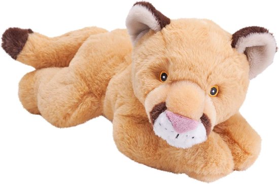 Pluche Dier - Knuffel Leeuw - Leren over natuur - Gemaakt van gerecycled materiaal - 30 cm - Bergleeuw