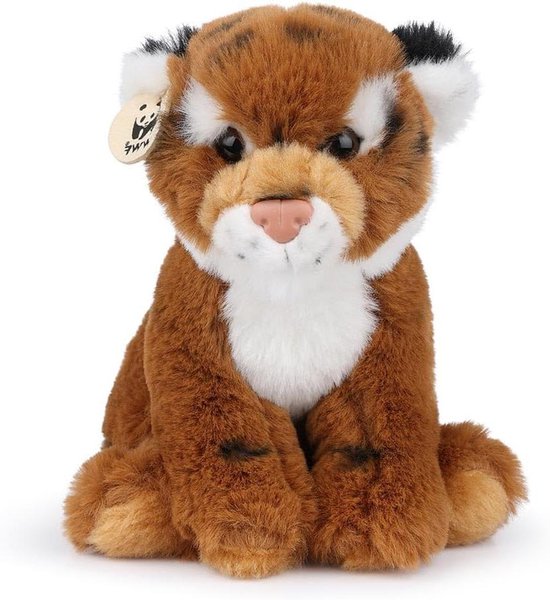 Pluche Dier - Knuffel Tijger - Spelen en Knuffelen - Gemaakt van Gerecycled Materiaal - 15 cm - Bruin