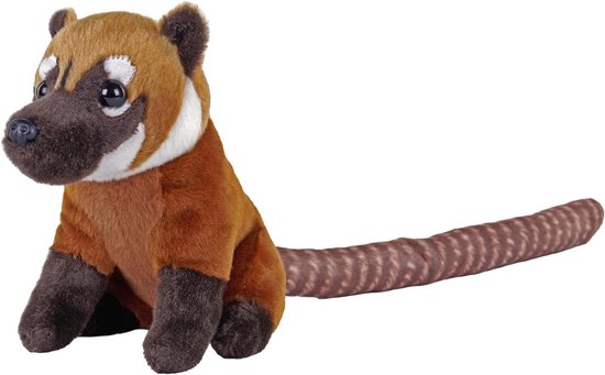 Pluche dier - Knuffeldier Coati - Kinderen Leren - Gemaakt van gerecyclede flessen - 15 cm - Bruin