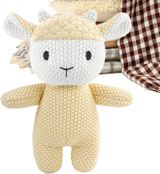 Pluche Dieren Pop - Gehaakt Speelgoed - Knuffelen en Decoratie - Zachte Oren Ontwerp - 25 cm Hoog - Schaap