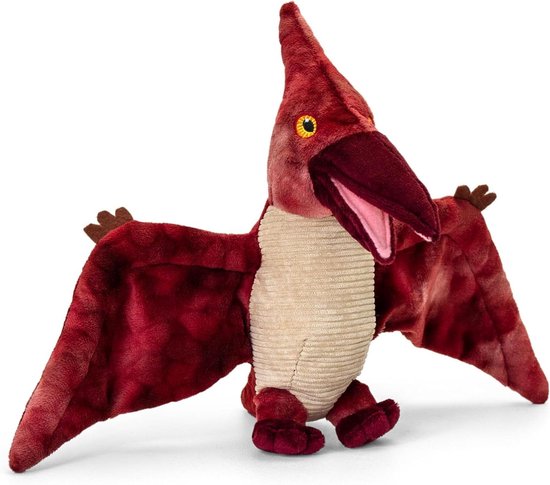 Pluche dinosaurus - Knuffeldier Pterodactyl - Kinderen knuffelen - 100% gerecycled materiaal - 26 cm - Meerkleurig