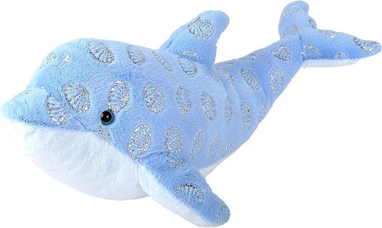 Pluche Dolfijn - Knuffel Dolfijn - Kinderen Leren - Vulling van Gerecyclede Flessen - 30 cm - Blauw