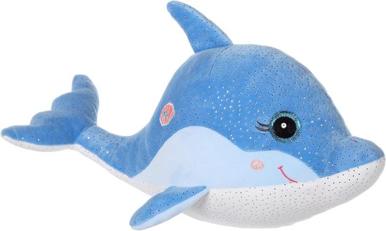 Pluche Dolfijn - Knuffel Dolfijn - Knuffelen - Speelt Melodie - 18 cm - Blauw