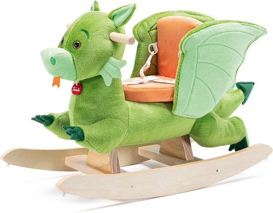 Pluche Draak - Knuffel Ruitertje - Kinderen Spelen - Ontworpen in Italië - 72 x 33 x 48 cm - Groen
