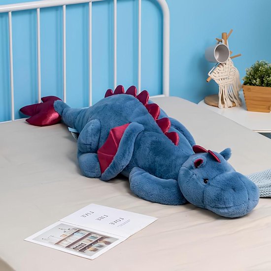 Pluche Draak - Knuffel Speelgoed - Kinderen Vrolijk Maken - Zeer Zacht Materiaal - 70 cm - Blauw