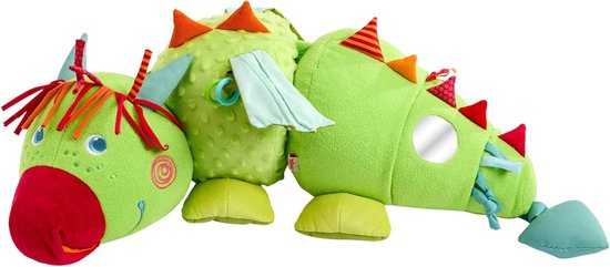 Pluche Draak Knuffeldier met Rammelaar, Spiegel en Geluid voor Baby's vanaf 6 Maanden van Merkloos