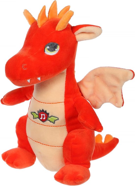 Pluche Draak Met Geluid - 20 cm Oranje Voor Kinderen van Merkloos
