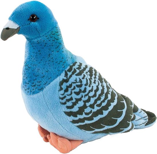 Pluche Duif - Knuffeldier Vogel - Kinderkamer Decoratie - Machinewasbaar Ontwerp - 22 cm - Blauw van Merkloos