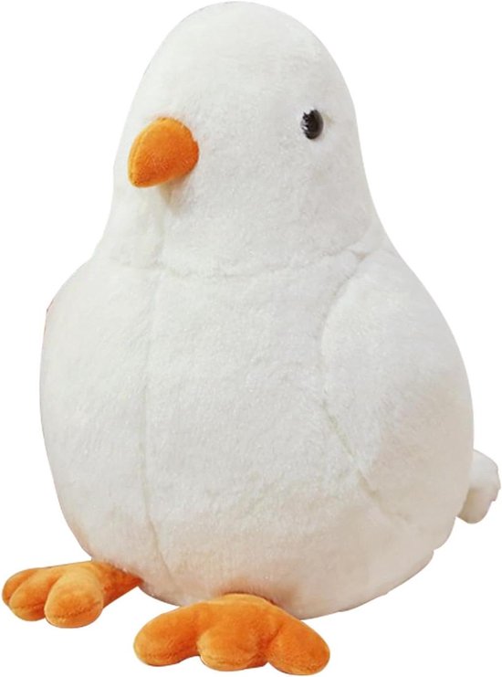 Pluche Duif Speelgoed - Zacht Knuffelbeest - Knuffelen en Spelen - Realistisch Verenpatroon - 30 cm - Wit