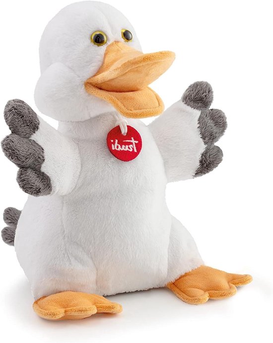 Pluche Eend Handpop - Knuffel Eend - Kinderspeelgoed - Speelbaar als pop en knuffel - Small - Bruin van Merkloos