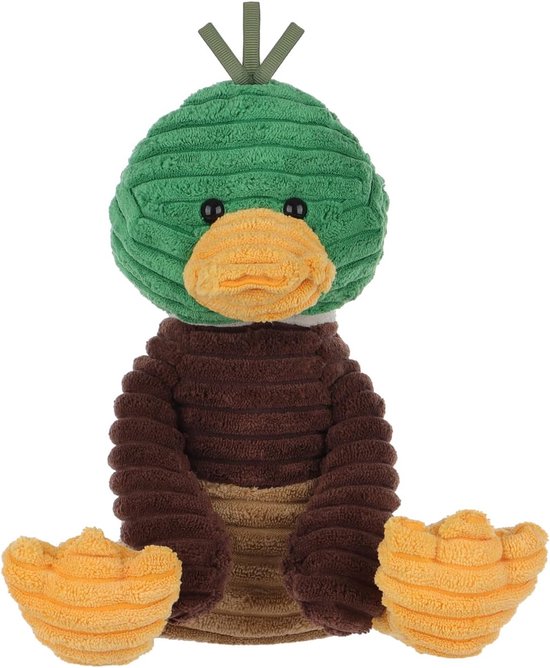 Pluche Eend - Knuffeldier Baby - Spelen en Knuffelen - Zacht Corduroy Materiaal - 25 cm Hoog - Groen van Merkloos