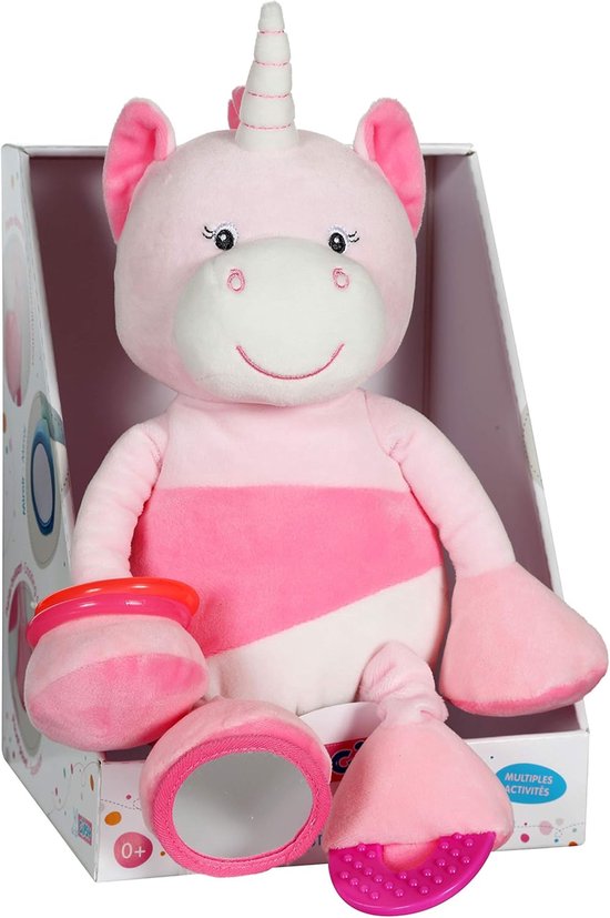 Pluche Eenhoorn - Knuffel Dier - Baby Ontwikkeling - Extra Zachte Pluche - 25 cm - Wit Roze