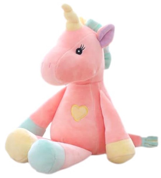 Pluche Eenhoorn Knuffel - Zacht Dierenspeelgoed Voor Kinderen - Perfect Verjaardagscadeau in Roze en Oranje van Merkloos
