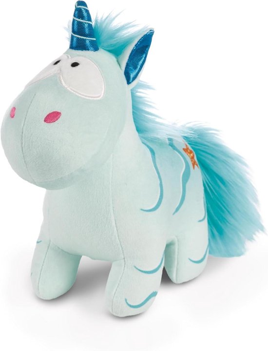 Pluche Eenhoorn - Knuffeldier Zeepaard - Knuffelen en Spelen - Gemaakt van gerecycled materiaal - 22 cm - Blauw