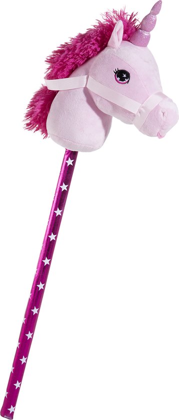 Pluche eenhoorn stokpaardje roze 70 cm - Speelgoed unicorn stokpaardjes van URECHXXL