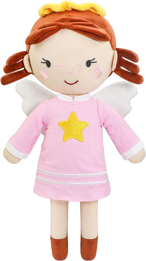 Pluche Engel Pop Roze Knuffel Cadeau voor Meisjes van Merkloos