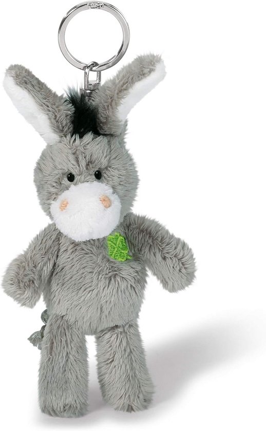 Pluche Ezel Geluksamulet met Klavertje Vier - Klein Knuffeldier Sleutelhanger van Merkloos