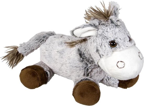 Pluche Ezel - Knuffeldier Zacht - Spelen en Knuffelen - CE-Gecertificeerd Speelgoed - 12 cm - Grijs