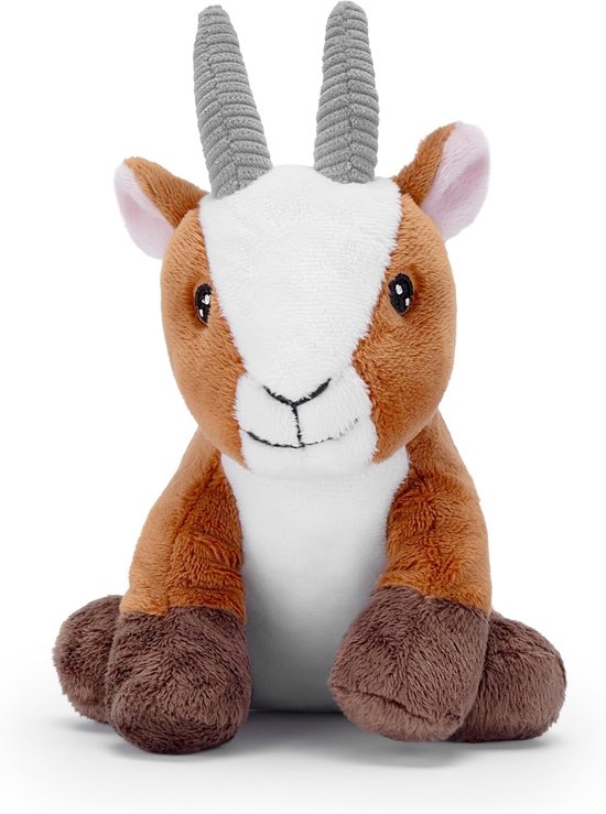 Pluche Geit - Knuffeldier Dier - Spelletjes en Knuffelen - Gemaakt van gerecycled materiaal - 18 cm - Geit