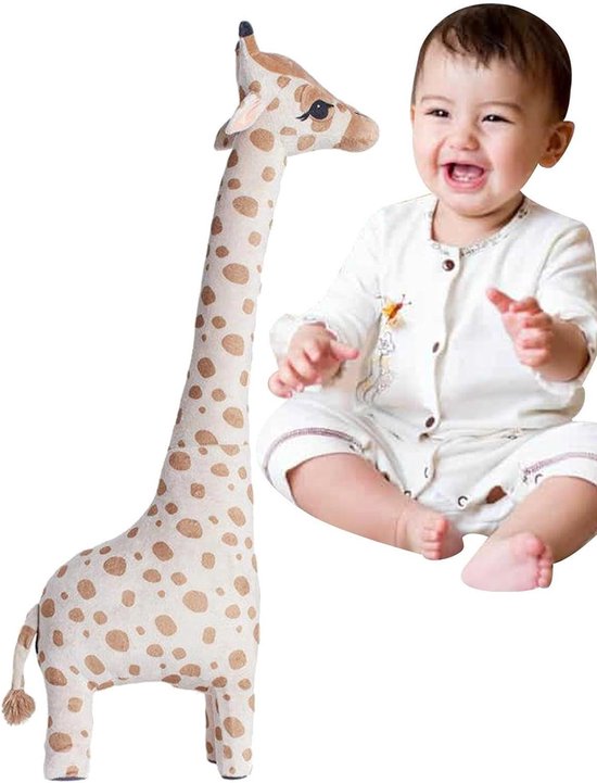 Pluche Giraf - Knuffel Dier - Kinderkamer Decoratie - Duurzame Naden - 40 cm - Bruin