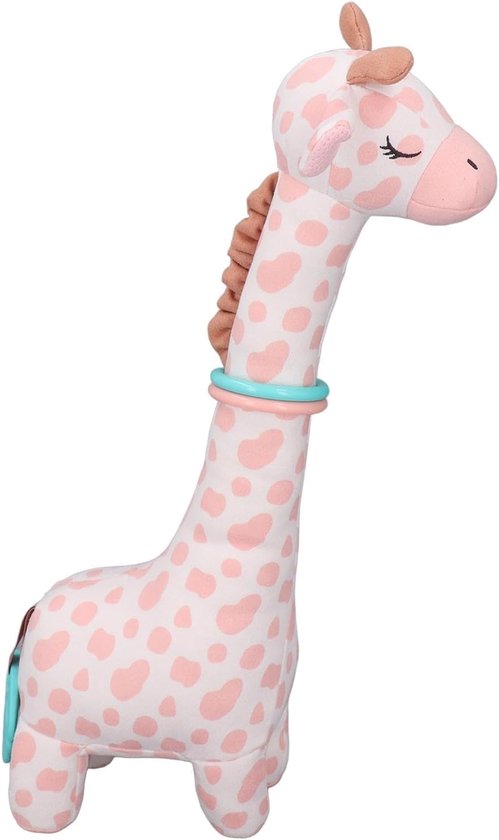 Pluche Giraffe - Bijtring Speelgoed - Baby Verzachting - Handspier Ontwikkeling - 37 cm - Roze