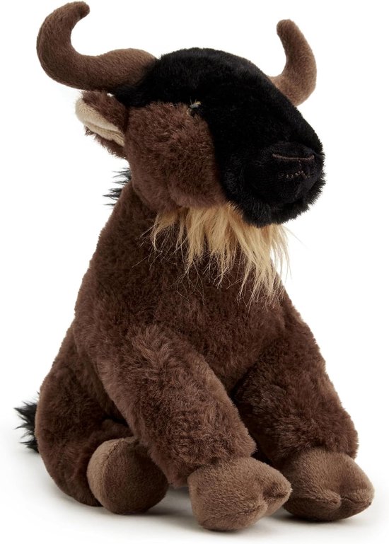 Pluche Gnoe - Knuffel Wildebeest - Kinderen Leren - Gemaakt van gerecycled materiaal - 23 cm - Bruin