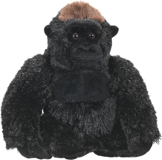Pluche Gorilla - Knuffeldier Aap - Spelen Leren - Gemaakt van gerecycled materiaal - 30 cm - Zilverrug