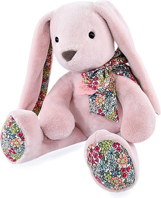 Pluche Haas Knuffel Roze met Bloemenprint - 40 cm Zacht Speelgoed van Merkloos