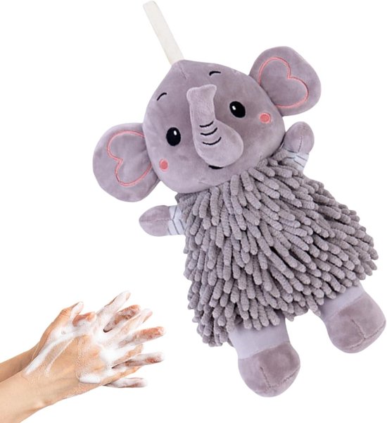 Pluche Handdoek - Decoratieve Bal - Keuken Gebruik - Hangbaar Ontwerp - 29x19 cm - Grijs