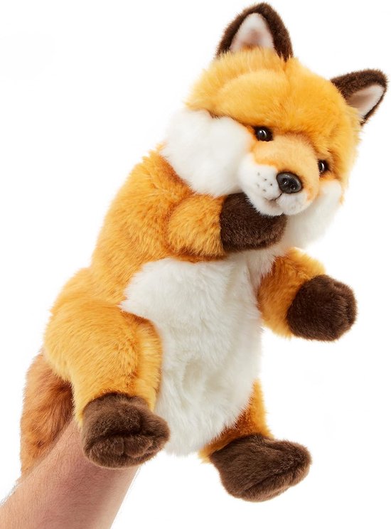 Pluche Handpop - Knuffel Dier - Verhalen Vertellen - Wasbaar 30°C - 28 cm Hoog - Rood Vos