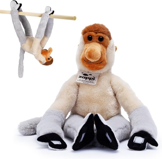 Pluche Hangende Aap Knuffeldier met Klittenband - 46 cm Zacht Pluchen Dier voor Kinderen Ongeacht Geslacht