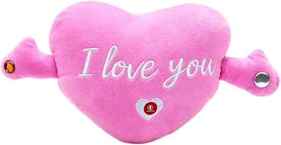 Pluche Hart met Geluid - Knuffel Speelgoed - Interactief Leren - Dubbelspelermodus - 22 x 9.5 x 16 cm - Roze
