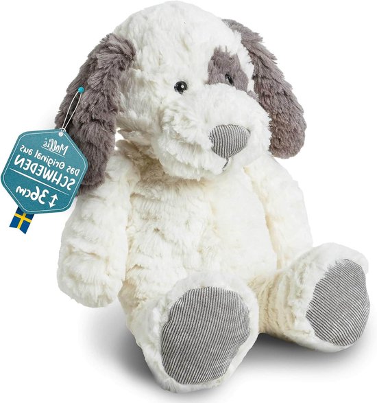 Pluche Hond - Knuffel Dier - Cadeau Idee - Ontworpen in Zweden - 36 cm - Wit Grijs