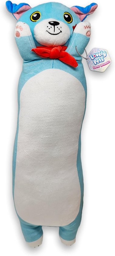 Pluche Hond - Knuffeldier Speelgoed - Slapen Knuffelen - Langwerpig Zacht - 48 cm - Blauw