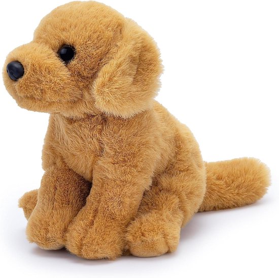 Pluche Hond - Knuffelhond Puppy - Knuffelen en Spelen - Gemaakt van Gerecycled Materiaal - 15 cm - Goud