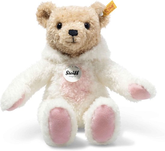 Pluche hoodie-teddybeer haas, whisper wit, 27 cm