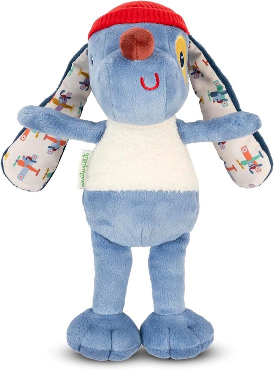 Pluche Huisdier - Knuffel Hond - Baby Knuffelen - Verschillende Texturen - 27 cm - Blauw