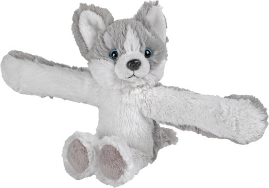 Pluche Husky Dier - Knuffel Hond - Kinderen Leren - Gemaakt van Gerecyclede Flessen - 20 cm - Grijs
