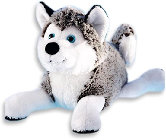 Pluche Husky - Knuffel Hond - Spelen en Knuffelen - Duurzaam Gemaakt - 24 cm - Grijs