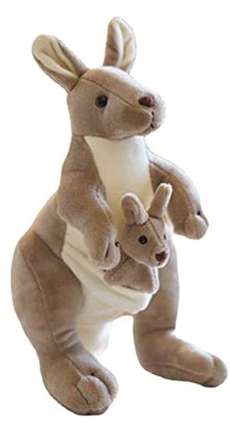 Pluche Kangoeroe Knuffeldier voor Kinderen - Schattige Moeder en Kind Set - 28 cm - Perfect om te Knuffelen, Spelen en Slapen van Merkloos