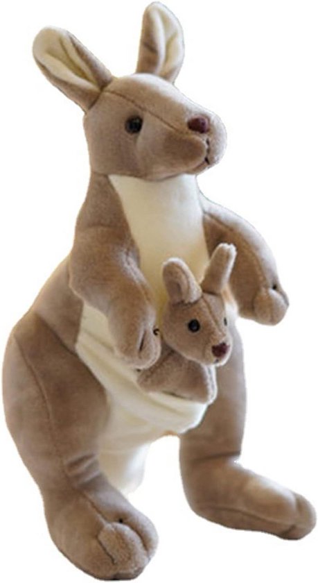 Pluche Kangoeroe Knuffeldier voor Kinderen - Schattige Moeder en Kind Set - 28 cm - Perfect om te Knuffelen, Spelen en Slapen
