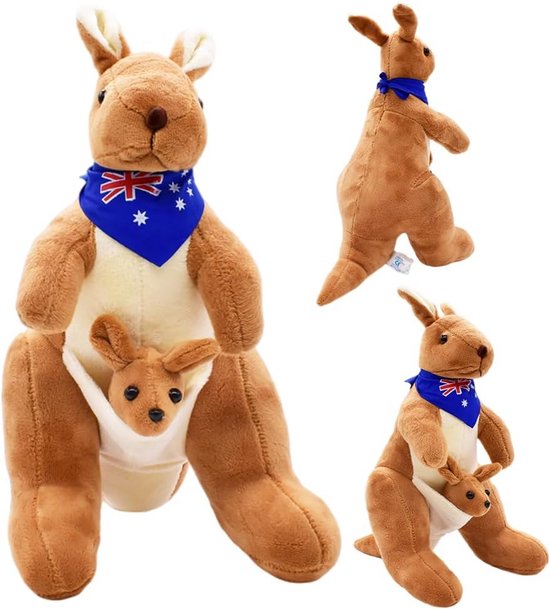 Pluche Kangoeroe Speelgoed met Joey in Buidel voor Kinderen van Merkloos