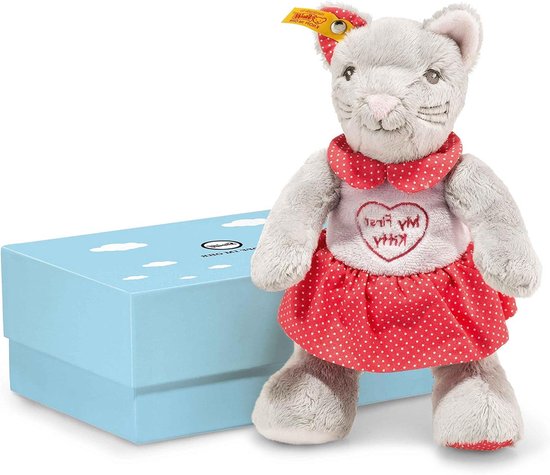 Pluche Kat - Knuffel Dier - Baby Speelgoed - Machine Wasbaar - 23 cm - Multicolor