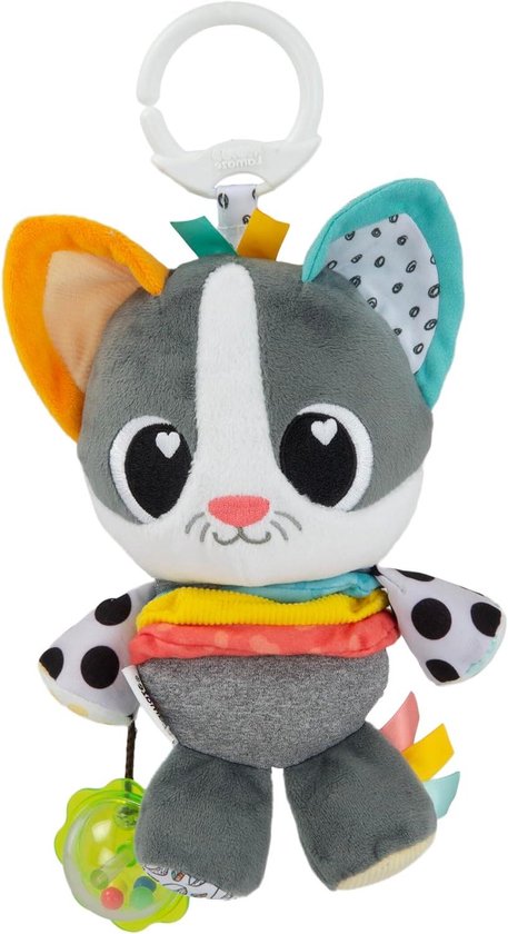 Pluche Kat Speelgoed - Knuffel Rammelaar - Baby Ontwikkeling - Harmonica Lichaam - 22 cm - Meerkleurig