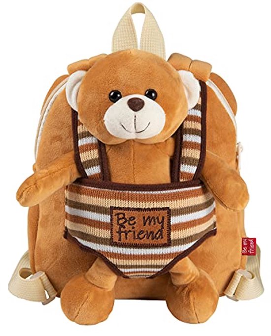 Pluche Kinder Rugzak met Knuffeldier - Kleine Backpack voor Kleuters - Zachte Kindertas met Teddybeer - Ideaal voor Peuters van Navara