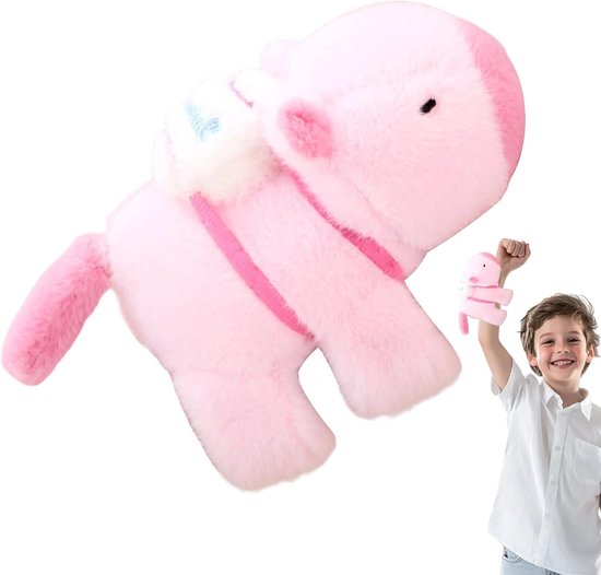 Pluche Klaparmband - Knuffel Wikkelarmband - Speels Accessoire - Zachte Draagervaring - Ca. 12 cm - Roze