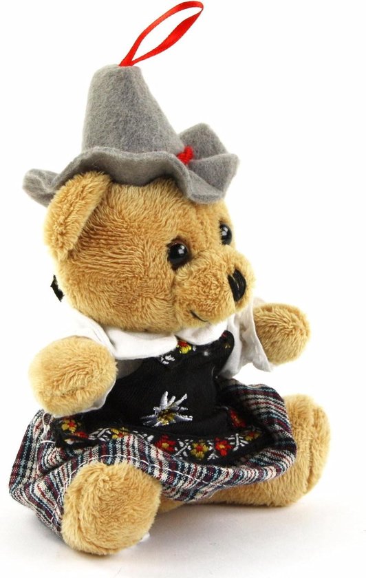 Pluche Klederdracht Meisje - Knuffelbeer Teddy - Traditie Vieren - Traditioneel Geborduurd - 14 cm - Lichtbruin