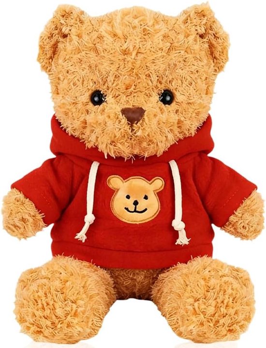 Pluche Knuffeldier - Teddybeer Speelgoed - Kinderen Knuffelen - Met Capuchon - 30 cm - Kaki